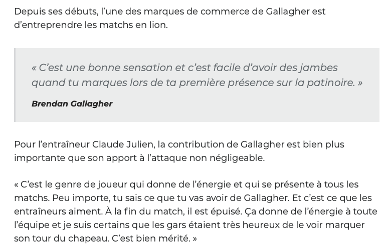 Si Brendan Gallagher était le CAPITAINE du CH..