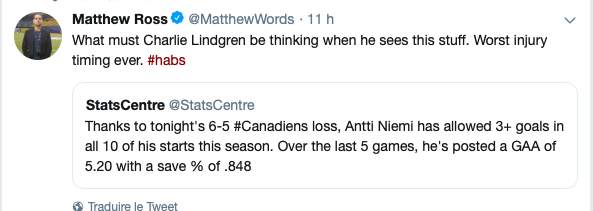 Si Charlie Lindgren CHOKE sa carrière dans la LNH..