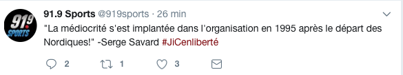 Si le CH est rentré dans la MÉDIOCRITÉ..