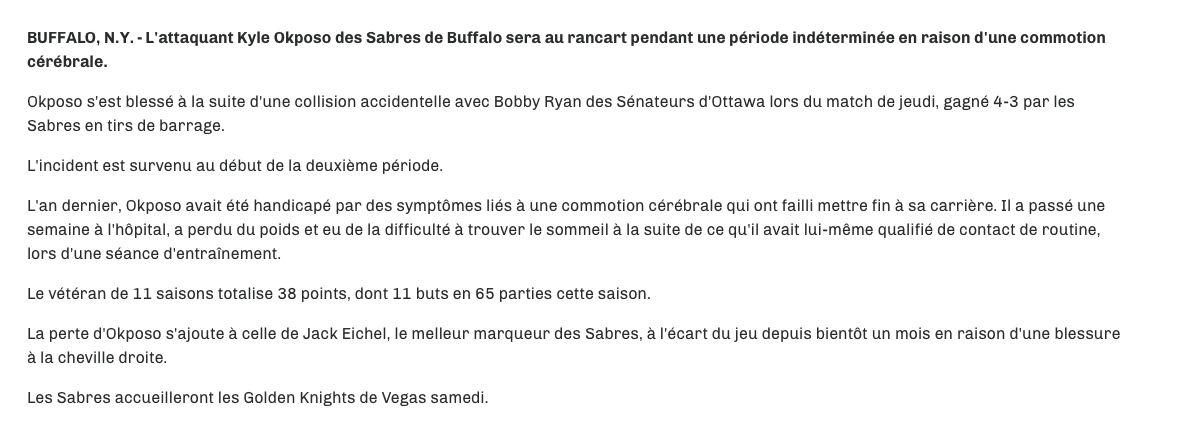 Si le CH veut le PREMIER CHOIX AU TOTAL des Sabres..