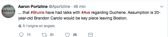 Si les Bruins veulent Matt Duchene..