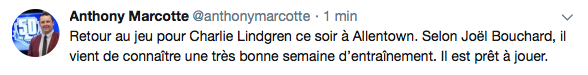 Si Lindgren l'échappe à soir...