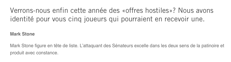  Si L'OFFRE HOSTILE vient dans la tête de Marc Bergevin...