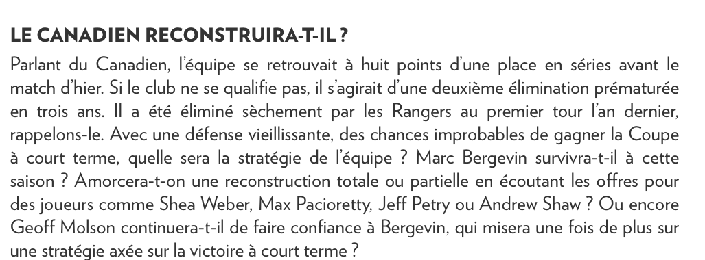 Si Marc Bergevin survit à ce CAUCHEMAR..