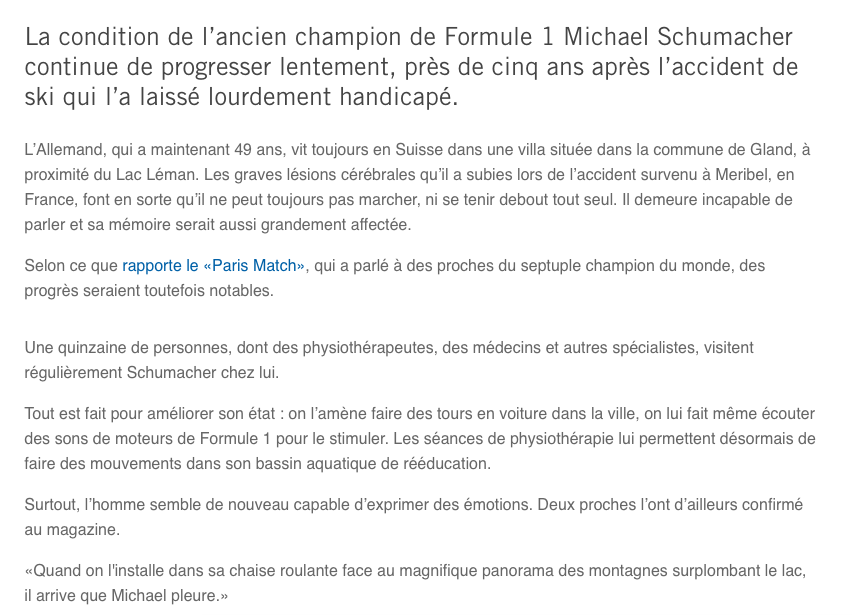 Si on était Michael Schumacher....
