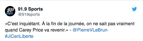 Si Pierre LeBrun est inquiet pour Carey Price..