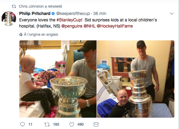 Sidney Crosby a un COEUR GROS comme la terre....