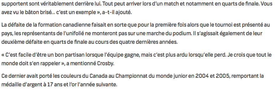 Sidney Crosby est tellement un BON JACK...De réconforter Maxime Comtois..