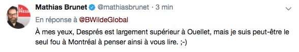 Simon Despres LARGEMENT supérieur à Xavier Ouellet...