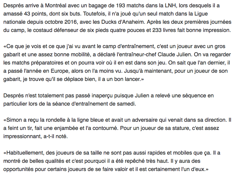 Simon Després parle, parle, parle...MAIS...