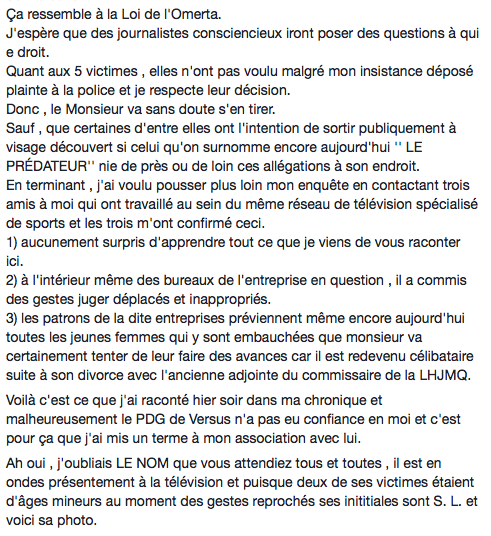 Stéphane Leroux veut vous dire qu'il n'est pas un PRÉDATEUR SEXUEL...
