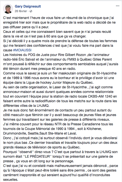Stéphane Leroux veut vous dire qu'il n'est pas un PRÉDATEUR SEXUEL...