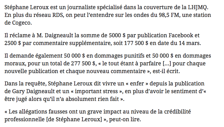 Stéphane Leroux veut vous dire qu'il n'est pas un PRÉDATEUR SEXUEL...