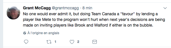 TEAM CANADA va renvoyer la FAVEUR au CH?
