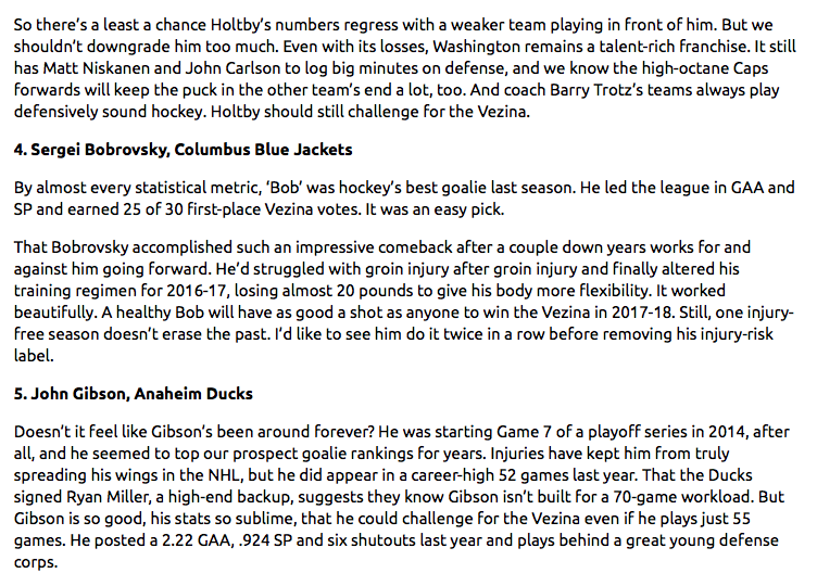 The HOCKEY NEWS ne met même pas Carey Price...