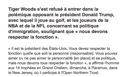 Tiger Woods...Le CHUMMÉ de Donald Trump...