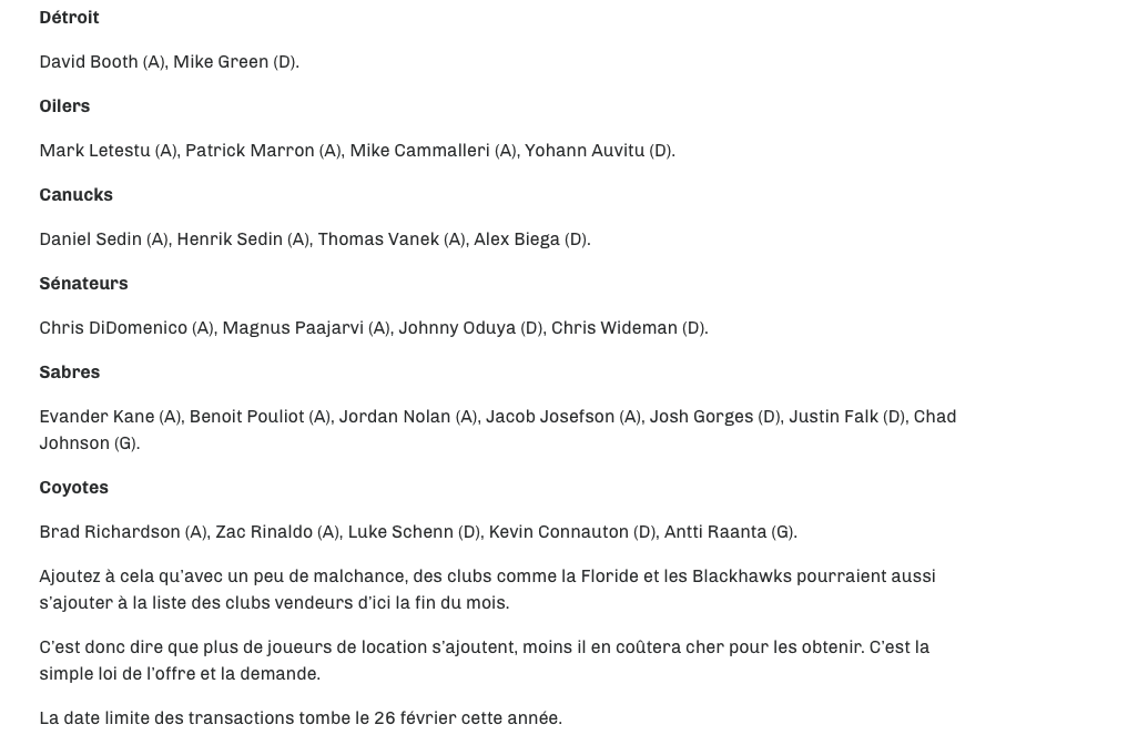 Tomas Plekanec....et la COMPÉTITION des joueurs de LOCATION...