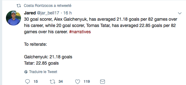 Tomas Tatar a une MEILLEURE MOYENNE de but qu'Alex Galchenyuk...