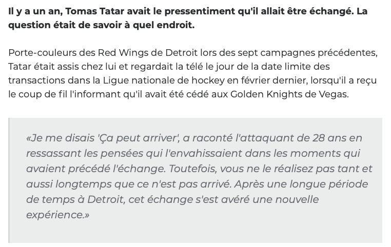 Tomas Tatar connaît bien la date limite des transactions...alors...