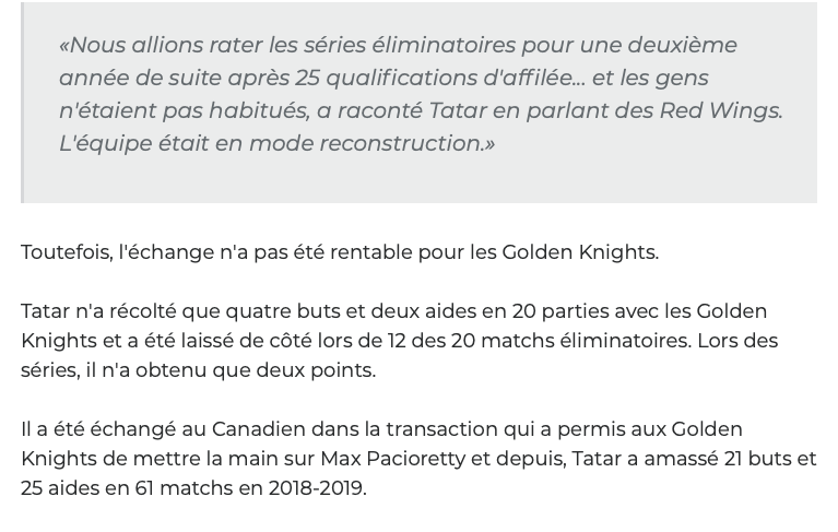 Tomas Tatar connaît bien la date limite des transactions...alors...