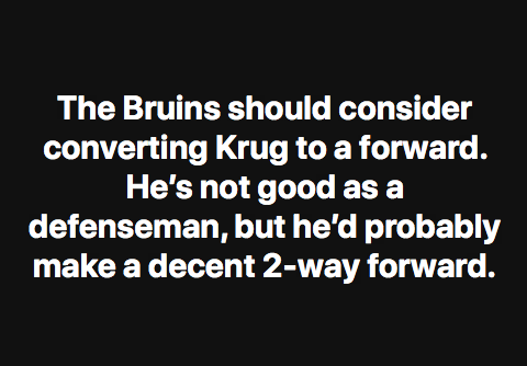 Torey Krug est mieux d'avoir préparé ses valises...