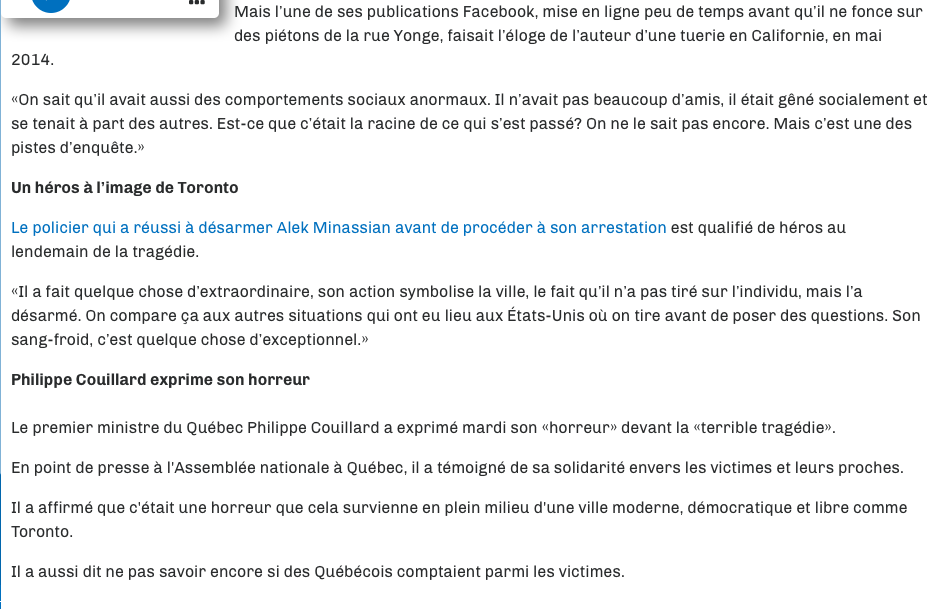 Toronto...pleure encore ses morts..
