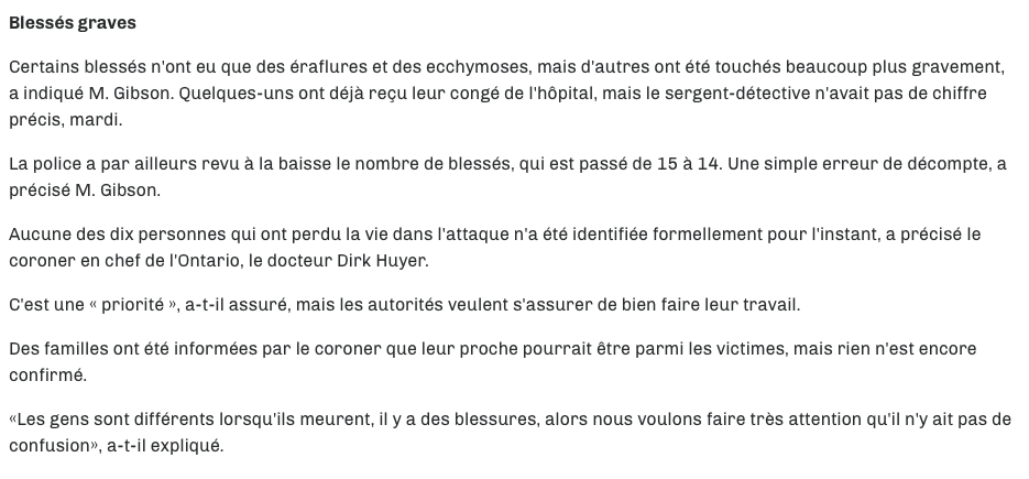 Toronto...pleure encore ses morts..