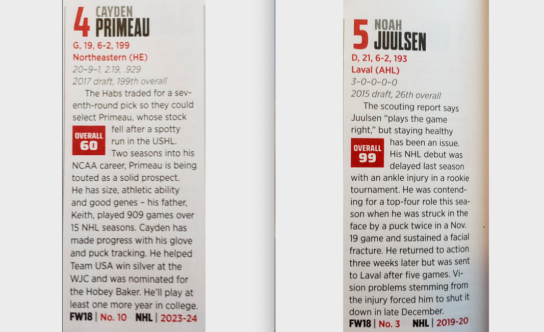 Tout ce que le HOCKEY NEWS écrit sur les espoirs du CH...