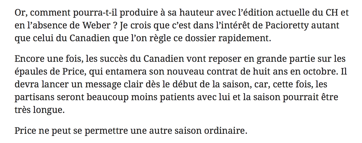 TOUTE la pression sur Carey Price...ENCORE...