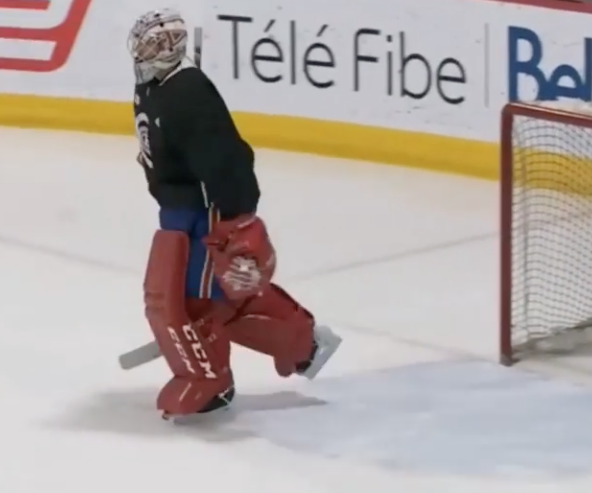 Toute la séquence où Carey Price part de l'entraînement...