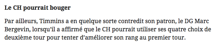 Trevor Timmins veut les deux...