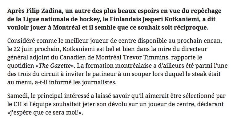Trevor Timmins veut les deux...