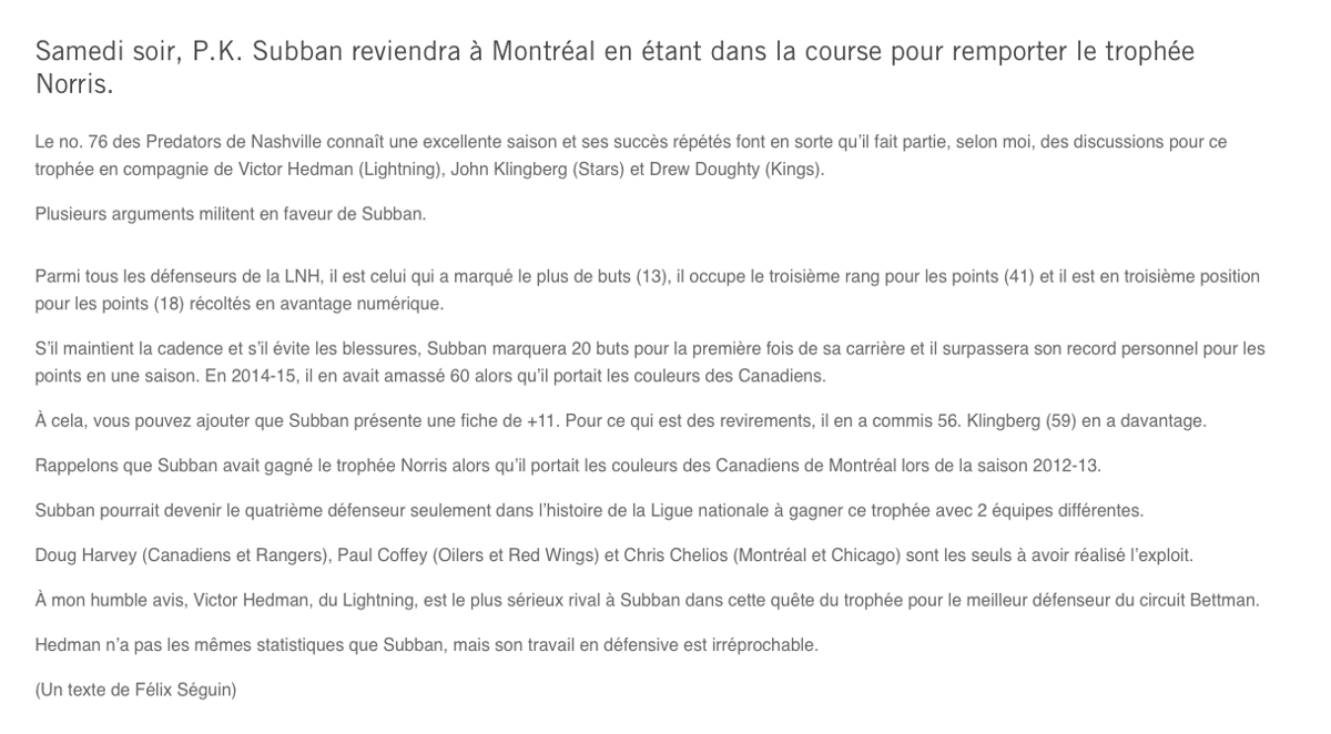 TVA Sports DÉTESTAIT PK Subban...