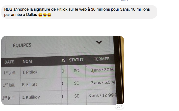 Tyler Pitlick signe pour 3 ans et 30 M$!!!!!!! HAHA!!!