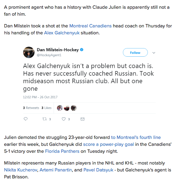Un agent de la LNH traite Claude Julien de RACISTE!!!!!!!