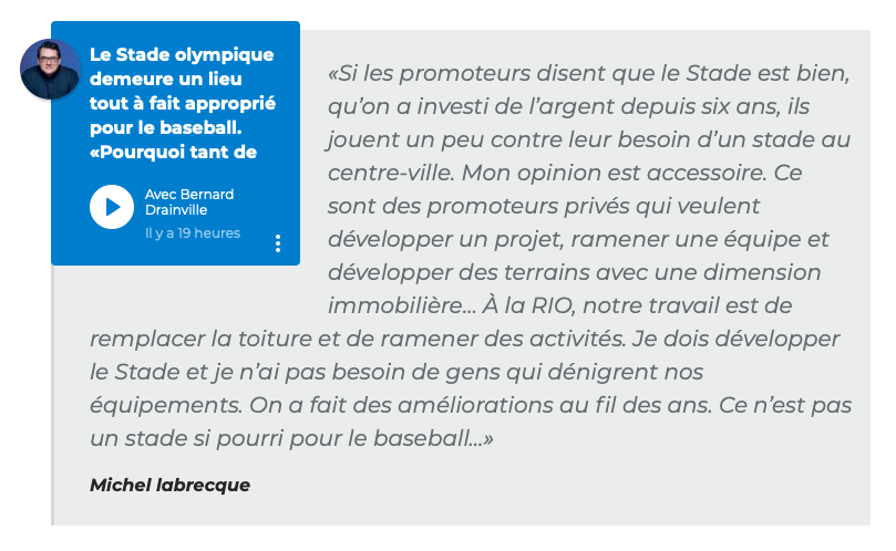 Un autre signe....Que les Expos pourraient revenir dès l'an prochain..