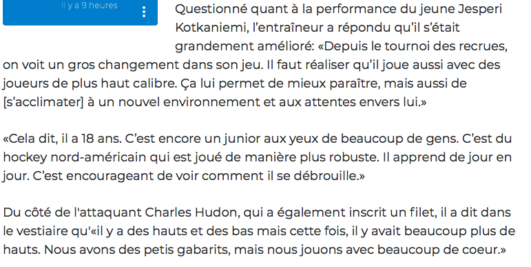 Un BON SIGNE selon Claude Julien....