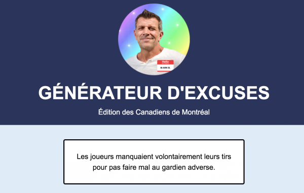 Un générateur d'excuses pour le CH...HAHA...