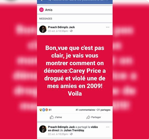 Un homme ACCUSE Carey Price de VIOL!!!!!
