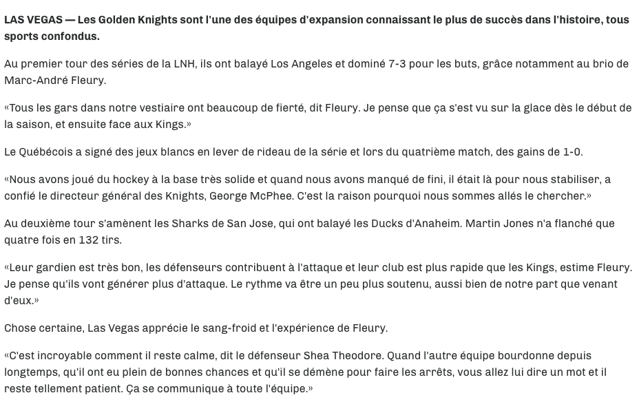 Un jour...On va faire un FILM sur Marc-André Fleury...
