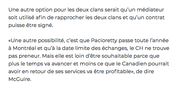 Un médiateur pour rapprocher...Max Pacioretty et Marc Bergevin...