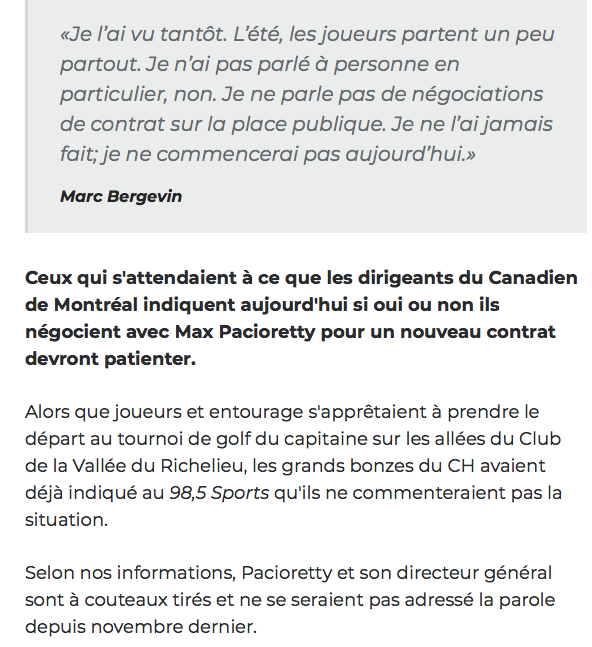 Un médiateur pour rapprocher...Max Pacioretty et Marc Bergevin...