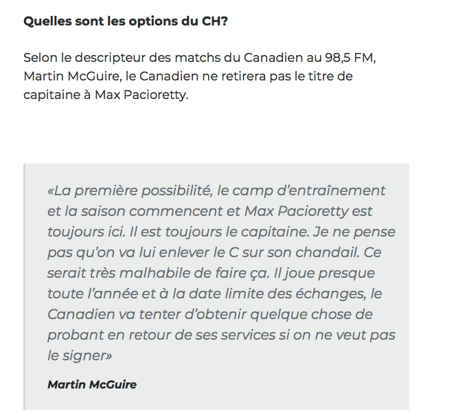 Un médiateur pour rapprocher...Max Pacioretty et Marc Bergevin...