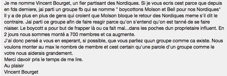 Un mouvement pour BOYCOTTER les produits Molson a vu le jour sur facebook...