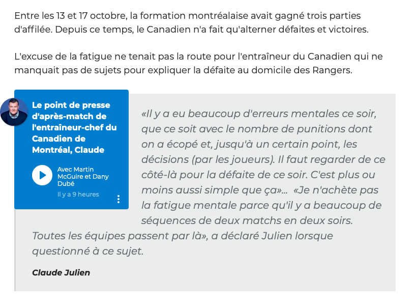 Un peu plus... Et Claude Julien traitait ses joueurs de STUPÏDES....