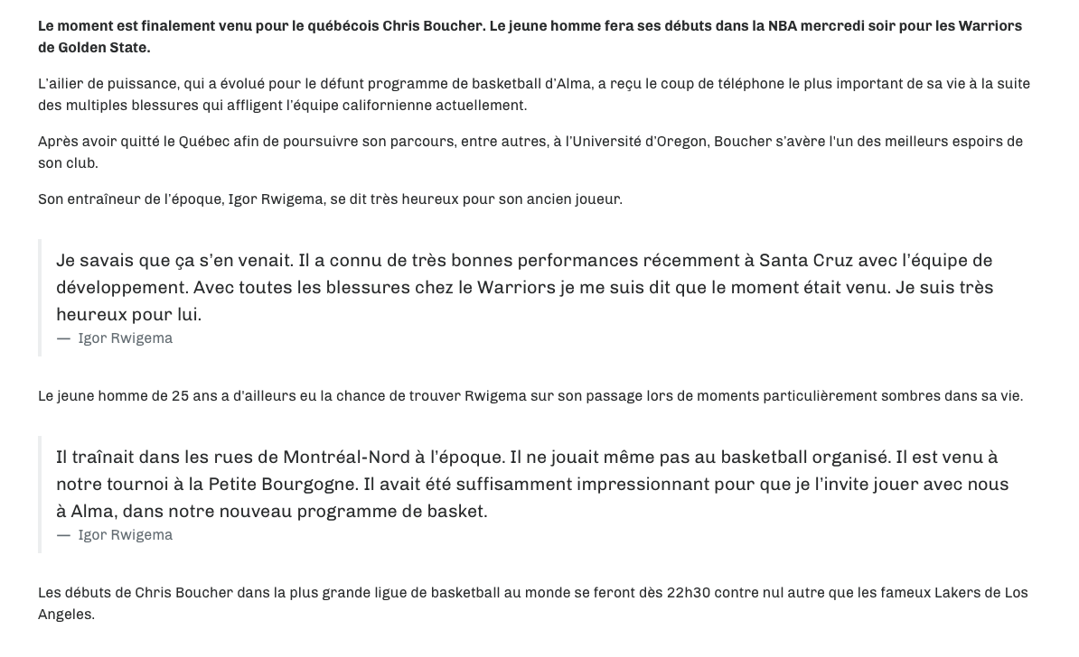 Un QUÉBÉCOIS dans la NBA...