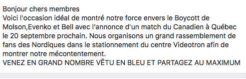 Un RASSEMBLEMENT ANTI-MOLSON....