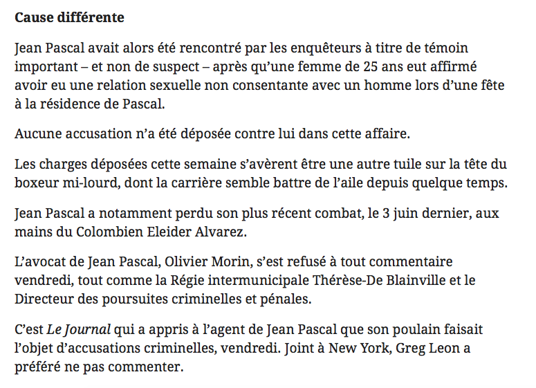 Une ADO? Jean Pascal est vraiment dans la M....