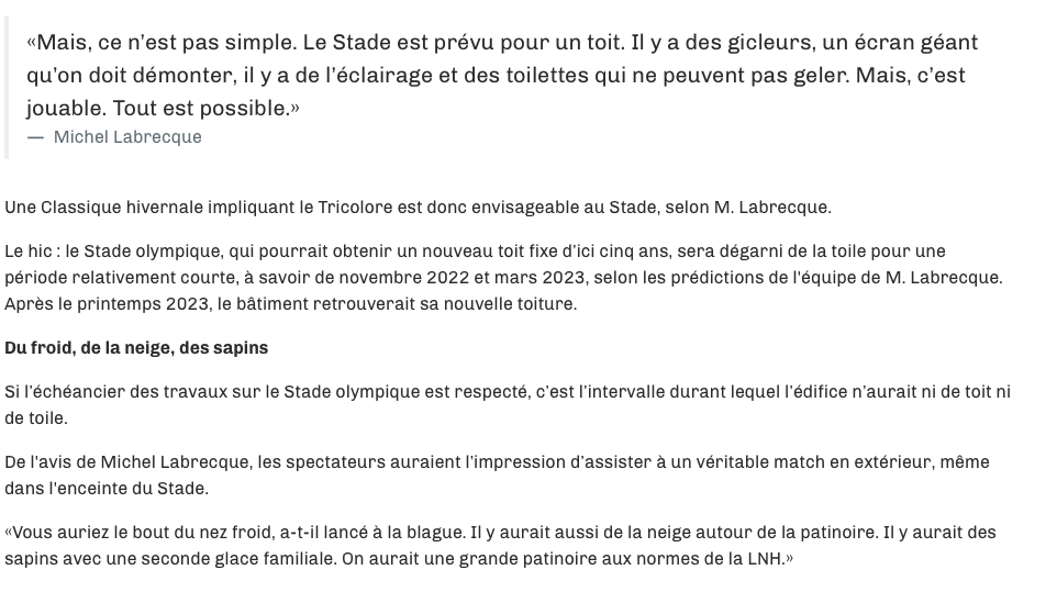 Une CLASSIQUE HIVERNALE au STADE OLYMPIQUE...