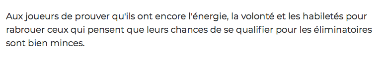 Une équipe de PERDANTS qui tente de se convaincre....